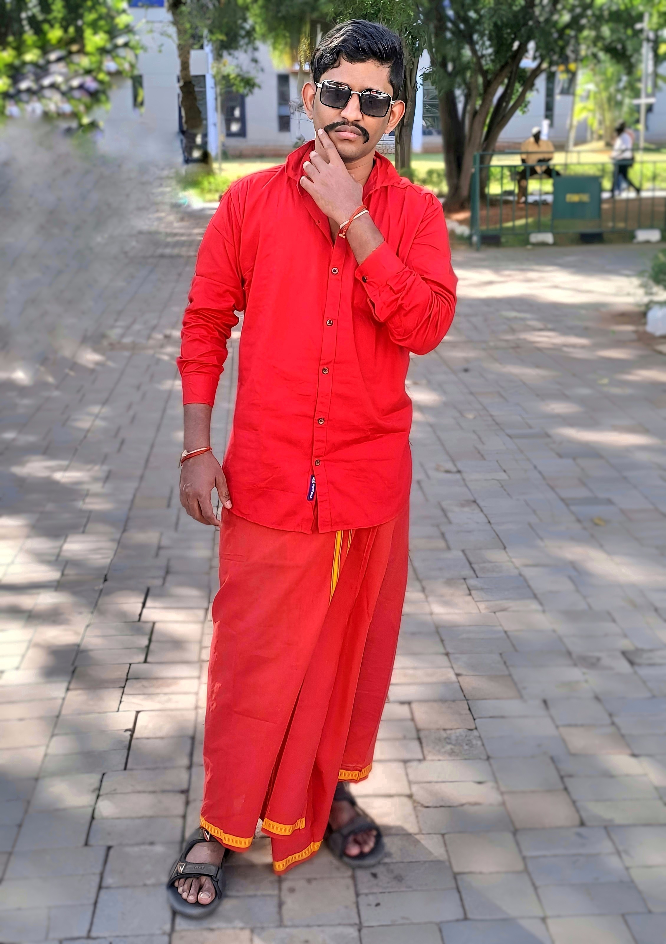 India model Raj Vishnu Kumar in a stunning all-red traditional look at Coimbatore Codissia